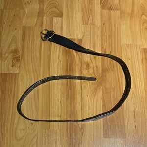 Black Leather Belt with Gold Buckle